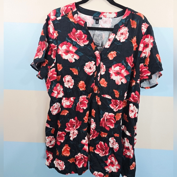 NWT Torrid Plus Size Babydoll Rayon Twill Button-Front Tiered Top - Picture 5 of 8